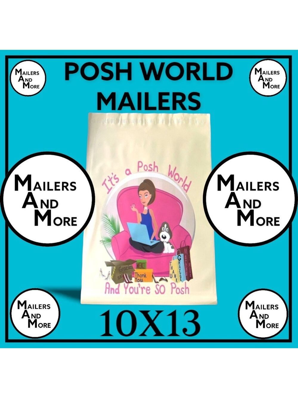 25 10X13 Poly Mailers Posh World PRICE IS FIRM - Picture 11 of 16